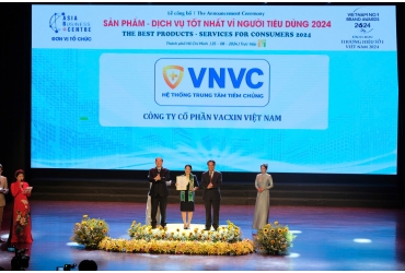 Hệ thống tiêm chủng VNVC được vinh danh là “Thương hiệu số 1 Việt Nam – Sản phẩm, dịch vụ tốt nhất vì người tiêu dùng 2024”